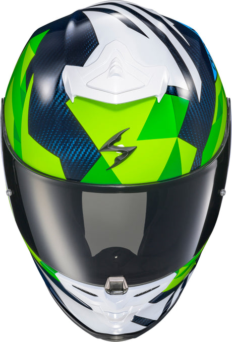 Exo R1 Air Full Face Helmet Carbon Rastor Wht/Grn/Blue 2x