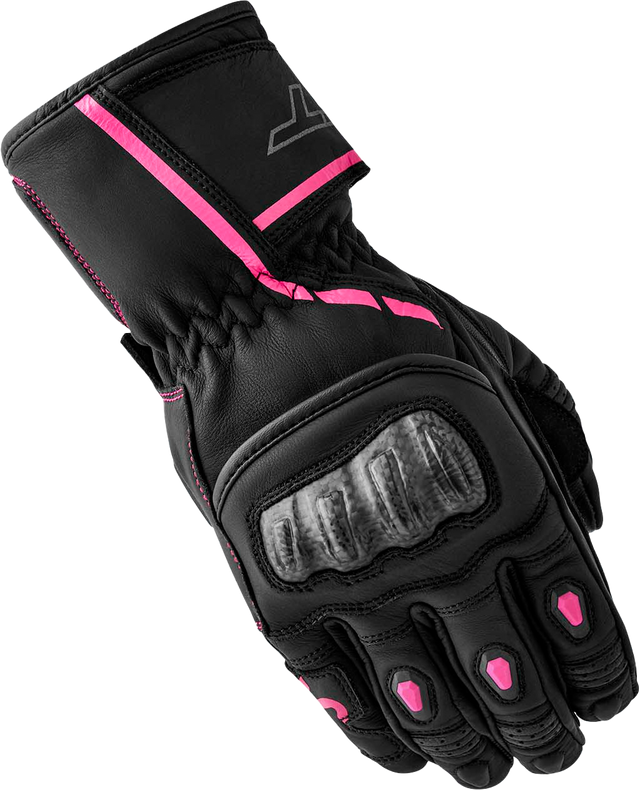 S1 Ladies Glove Black/Pink Leather Sm