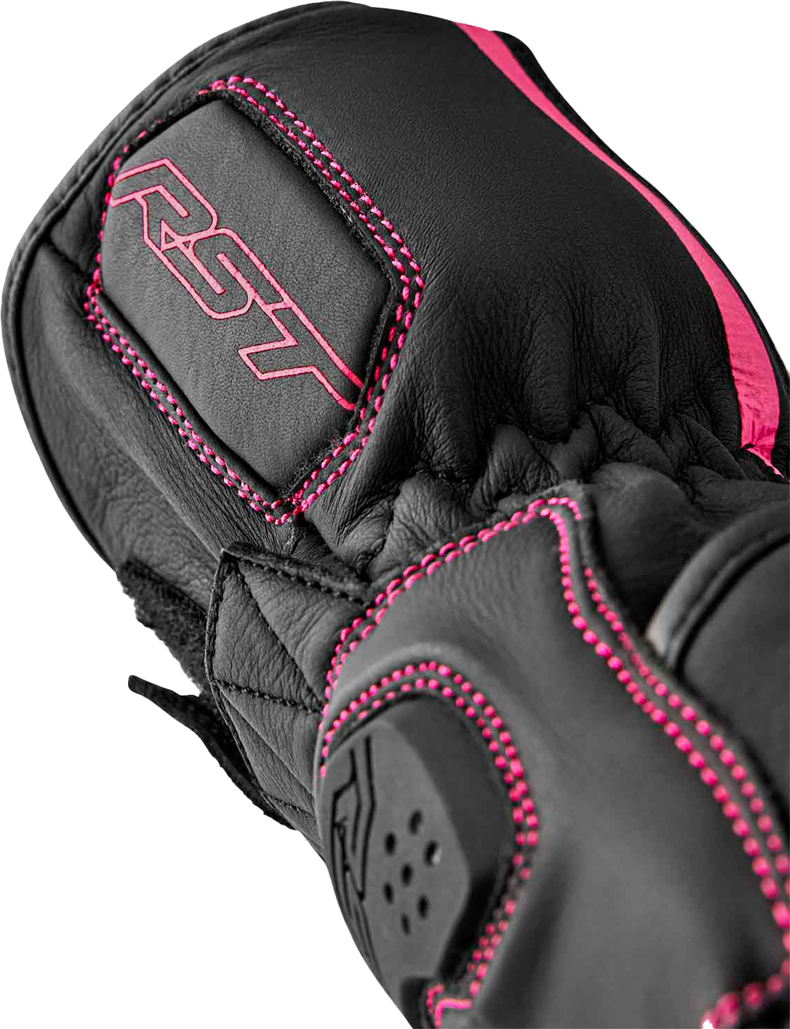 S1 Ladies Glove Black/Pink Leather Sm