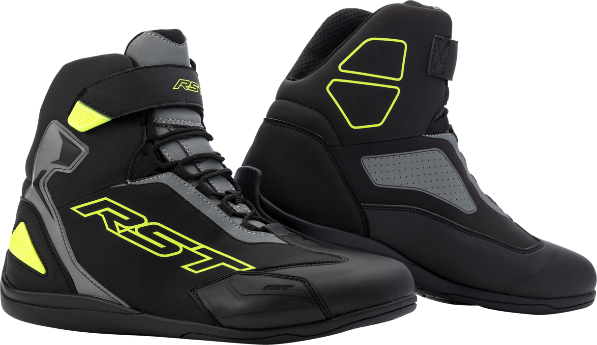 Sabre Moto Shoe Ce Boot Blk/Gry/Flo Yellow Sz 7