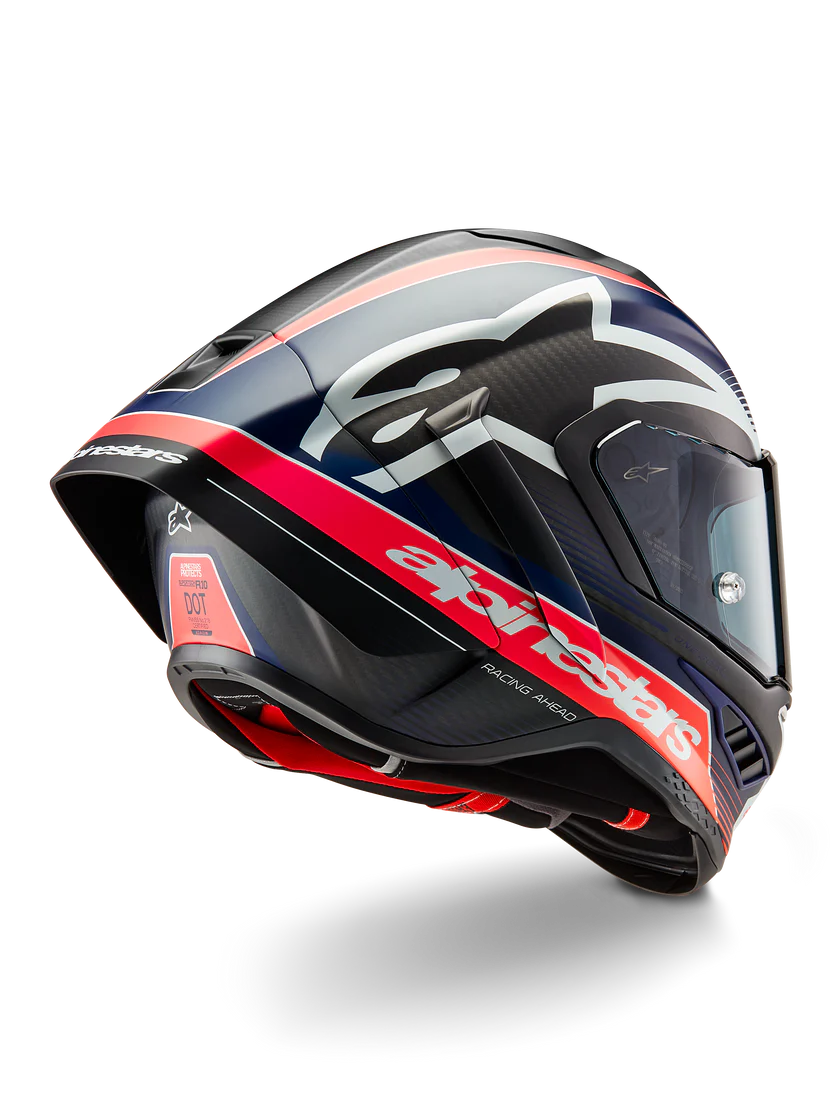 Alpinestars Supertech R10 Helmet – Team (Matte Black / Carbon Red Fluo / Blue)