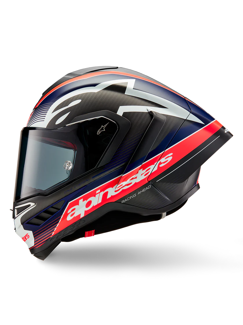 Alpinestars Supertech R10 Helmet – Team (Matte Black / Carbon Red Fluo / Blue)