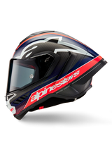 Alpinestars Supertech R10 Helmet – Team (Matte Black / Carbon Red Fluo / Blue)