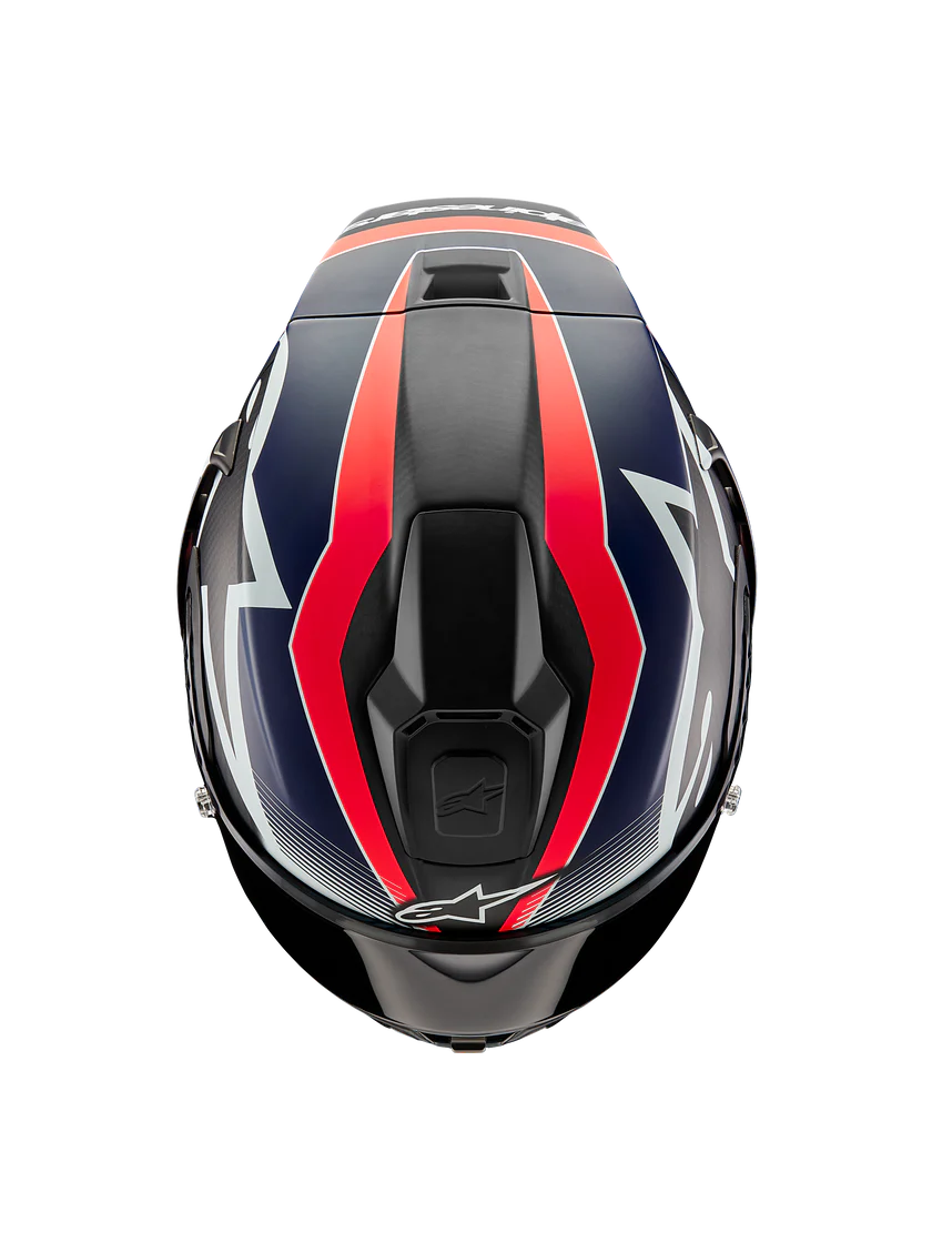 Alpinestars Supertech R10 Helmet – Team (Matte Black / Carbon Red Fluo / Blue)