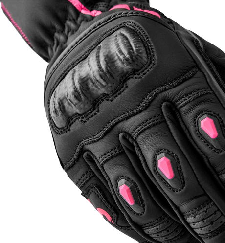 S1 Ladies Glove Black/Pink Leather Sm