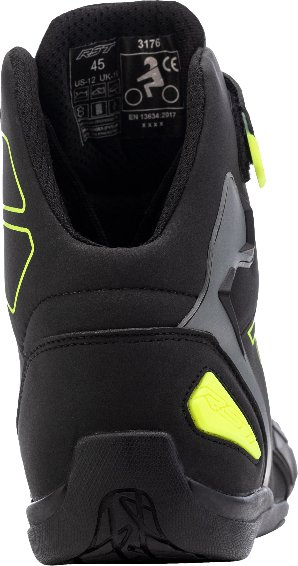 Sabre Moto Shoe Ce Boot Blk/Gry/Flo Yellow Sz 7