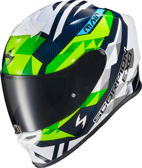 Exo R1 Air Full Face Helmet Carbon Rastor Wht/Grn/Blue 2x