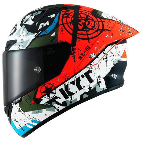 Left Side view of KYT NZ-Race Blazing Matte Red Motorcycle Helmet