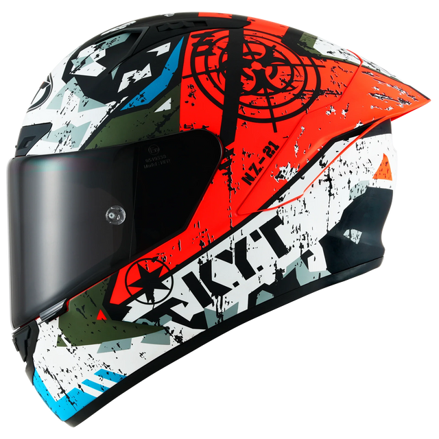 Left Side view of KYT NZ-Race Blazing Matte Red Motorcycle Helmet