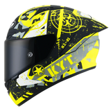 Left Side view of KYT NZ-Race Blazing Matte Yellow Motorcycle Helmet