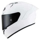Left Side view of KYT NZ-Race Plain White Motorcycle Helmet