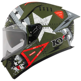 Left Side View of KYT R2R Assault Matte Army Green Motorcycle Helmet