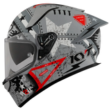 Left Side View of KYT R2R Assault Matte Army Grey Motorcycle Helmet