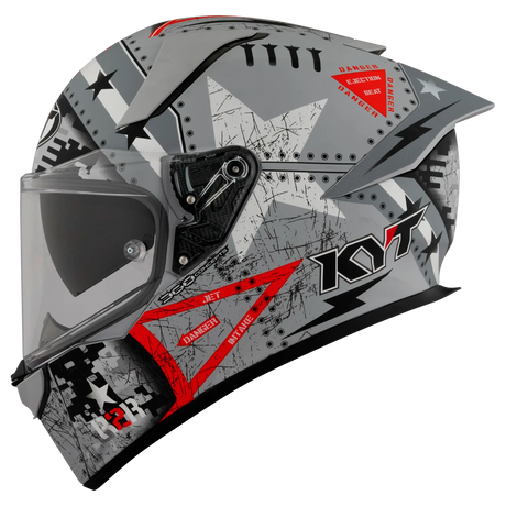 Left Side View of KYT R2R Assault Matte Army Grey Motorcycle Helmet