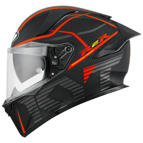 Left Side View of KYT R2R Concept Matte Black Red Motorcycle Helmet