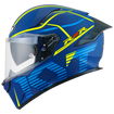 Left Side View of KYT R2R Concept Matte Blue Yellow Motorcycle Helmet