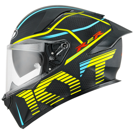 Left Side View of KYT R2R Concept Matte Black Yellow Motorcycle Helmet