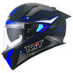 Left Side View of KYT R2R LED Matte Black Blue Motorcycle Helmet
