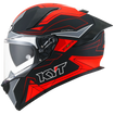 Left Side View of KYT R2R LED Matte Black Red Motorcycle Helmet