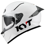 Left Side View of KYT R2R Plain White Motorcycle Helmet