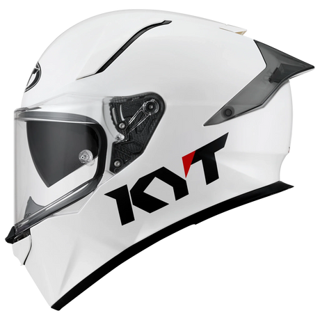 Left Side View of KYT R2R Plain White Motorcycle Helmet
