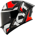 Left Side View of KYT TT-REVO Electron Matte Grey Red Motorcycle Helmet