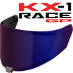 Front Quarter View of KYT KX-1 Race GP Iridium Blue Visor