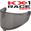 Front Quarter View of KYT KX-1 Race GP Light Smoke Visor
