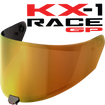 Front Quarter View of KYT KX-1 Race GP Iridium Gold Visor