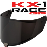 Front Quarter View of KYT KX-1 Race GP Dark Smoke Visor