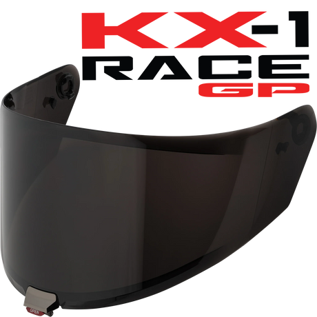 Front Quarter View of KYT KX-1 Race GP Dark Smoke Visor