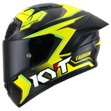 Left Side View of KYT NZ-Race Carbon Competition Yellow Motorcycle Helmet