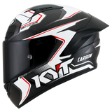 Left Side View of KYT NZ-Race Carbon Competition White Motorcycle Helmet