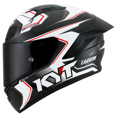 Left Side View of KYT NZ-Race Carbon Competition White Motorcycle Helmet