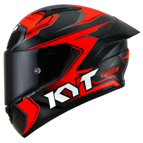 Left Side View of KYT NZ-Race Carbon Competition Red Motorcycle Helmet
