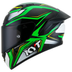 Left Side View of KYT NZ-Race Carbon Stride Green Fluo Motorcycle Helmet