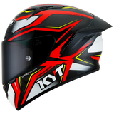 Left Side View of KYT NZ-Race Carbon Stride Red White Motorcycle Helmet