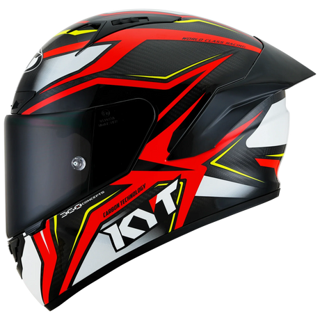 Left Side View of KYT NZ-Race Carbon Stride Red White Motorcycle Helmet