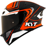 Left Side View of KYT TT-REVO Overtech Black Orange Motorcycle Helmet
