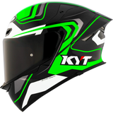 Left Side View of KYT TT-REVO Overtech Black Green Motorcycle Helmet