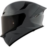 Left Side View of KYT TT-REVO motorcycle helmet in GRL Grey