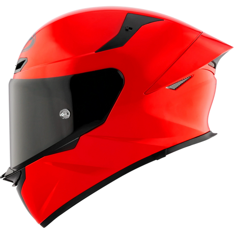 Left Side View of KYT TT-REVO motorcycle helmet in Gara Red