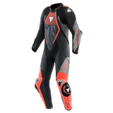 Dainese Audax D-Zip 1PC Perforated Leather Suit Black/Red Fluorescent/Anthracite Size - 44