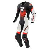 Dainese Laguna Seca 6 1PC Leather Suit Perforated Black/White/Red Fluorescent Size - 44