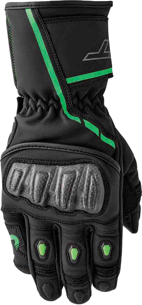 S1 Glove Blk/Flo Green Leather Sm